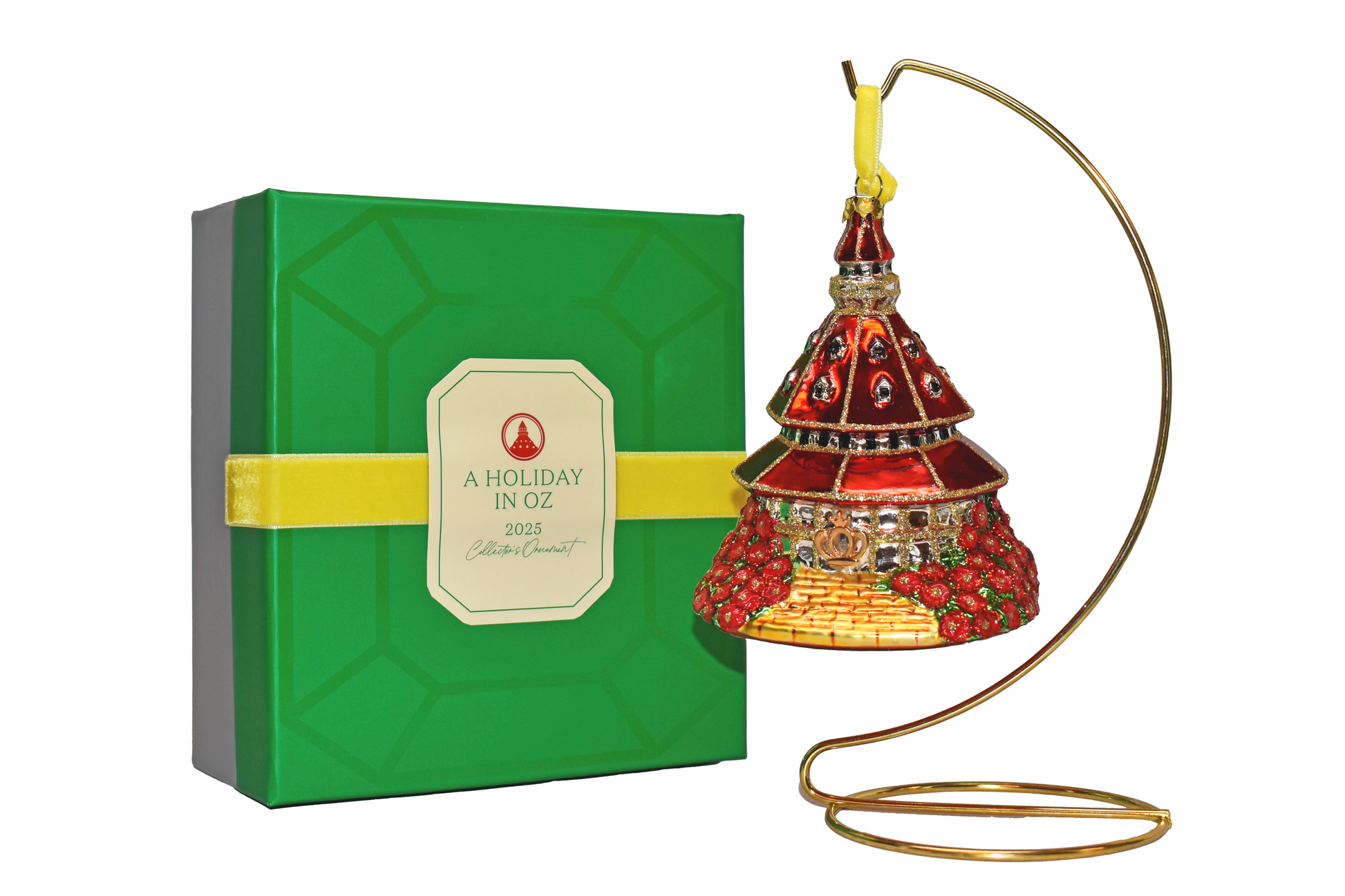 Hotel del Coronado 2025 ornament on a hook with gift box